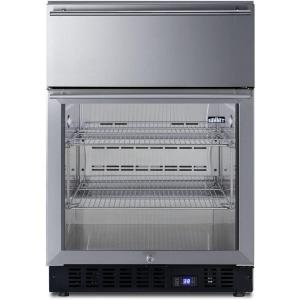 imageSummit Appliance SCR615TDCSS 24quot Wide BuiltIn Beverage Refrigerator With Top Drawer Stainless Steel Interior 476 cuft Capacity Automatic Defrost LED Lighting Digital Thermostat Sabbath Mode