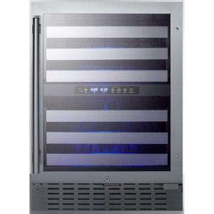 imageSummit Appliance SWC532BLBIST Commercially Approved Dual Zone 24quot Wide BuiltIn Wine Cellar with Seamless Stainless Steel Trimmed Glass Door Full Extension Shelves Digital Thermostat ampamp Black CabinetStainless Steel  Black