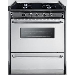 imageSummit Appliance TNM2107BRW 30quot Wide Slidein Style Gas Range in Stainless Steel with Open Burners Oven Window Adjustable Oven Racks Broiler Pan and Electronic IgnitionStainless Steel