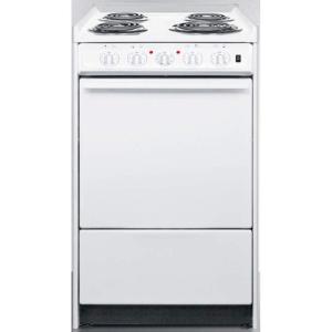 imageSummit Appliance WEM110R 20quot Wide SlideIn Electric Coil Top Range in White with Lower Storage Compartment Indicator Lights Chrome Drip Pans Oven Racks Broiler Pan Recessed Oven Door