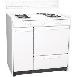 imageSummit Appliance WNM4307 36quot Wide Gas Range in White with Electronic Ignition Side Storage Cabinet Broiler Drawer Broiler Tray Recessed Oven Door