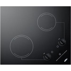 imageSummit CR2B121 115V 2Burner 21quot Radiant Cooktop For Portrait or Landscape Installation In 20quot x 16quot Cutouts Black