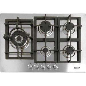 imageSummit GCJ5SS 30InchWide 5Burner Gas Cooktop Stainless Steel with Sealed Burners Cast Iron Grates NGLPG Conversion Kit Wok Ring Flame Failure Protection Easy to Clean Cord IncludedStainless Steel