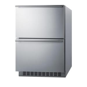 imageSummit SPRF34D7 Commercially Approved 24quot 2Drawer RefrigeratorFreezer Stainless Steel Digital Thermostat Frostfree Operation Professional Handles 34quotH x 2363quotW x 2375quotD Panel Not Included