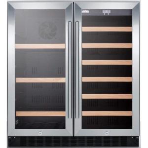 imageSummit SWBV3071 Under Counter Beverage Refrigerator  Stainless Steel Doors with Glass and Black Cabinet GlassBlackGlassBlack