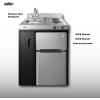 imageSummit 30quot Wide AllInOne Kitchenette 2Door RefrigeratorFreezer 2Burner Cooktop Sink and Storage Black and Stainless C30ELBKBlack  Stainless Steel