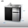 imageSummit 39quot Wide AllInOne Kitchenette 2Door RefrigeratorFreezer 2Burner Cooktop Sink and Storage Black and Stainless C39ELGLASSBKBlack  Gray