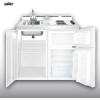 imageSummit 39quot Wide AllInOne Kitchenette 2Door RefrigeratorFreezer 2Burner Cooktop Sink and Storage White C39ELWhite