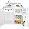 imageSummit 39quot Wide AllInOne Kitchenette 2Door RefrigeratorFreezer 2Burner Cooktop Sink and Storage White C39ELWhite