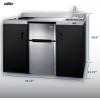 imageSummit 54quot Wide AllInOne Kitchenette 2door refrigeratorfreezer 2Burner Cooktop Sink and Storage Black and Stainless CK55ADASINKR SINKRSINKL