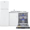 imageSummit 71quot AllinOne Kitchenette with RefrigeratorFreezer Smooth Glass 2 Burner Cooktop Dishwasher Sink White ACKDW721GWhite