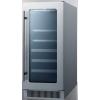 imageSummit Appliance CL151WBVCSS 15quot Wide Builtin Wine and Craft Beer Center with Seamless Stainless Steel Trimmed Lowe Glass Door and Stainless Steel Wrapped Cabinet Digital Thermostat