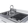 imageSummit C39ELGLASS 39quotquot AllInOne Kitchenette with 2 Element Smoothtop Cooktop RefrigeratorFreezer Stainless Steel Sink and Storage Cabinet in WhiteWhite