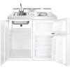 imageSummit C39ELGLASS 39quotquot AllInOne Kitchenette with 2 Element Smoothtop Cooktop RefrigeratorFreezer Stainless Steel Sink and Storage Cabinet in WhiteWhite