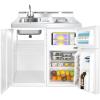 imageSummit C39ELGLASS 39quotquot AllInOne Kitchenette with 2 Element Smoothtop Cooktop RefrigeratorFreezer Stainless Steel Sink and Storage Cabinet in WhiteWhite