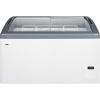 imageSummit FOCUS171 Top Display Commercial Freezer with 171 cu ft Capacity Digital Thermostat Sliding Glass Lid Manual Defrost Casters Hammered Aluminum Interior in Whitewhite