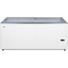 imageSummit NOVA53 61quotquot Ice Cream Freezer with Hammered Aluminum Interior 166 cu ft Capacity Sliding Glass Lid and Defrost Drain in WhiteWhite