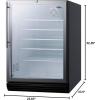 imageSummit SCR600BGLBIHVADA 24quotquot ADA Compliant Freestanding or BuiltIn Beverage Center with Vertical Handle 55 cu ft Capacity Reversible Door 4 Glass Shelves and R600a Refrigerant in Stainless Steel