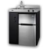 imageSummit 30quot Wide AllInOne Kitchenette 2Door RefrigeratorFreezer 2Burner Cooktop Sink and Storage Black and Stainless C30ELBKBlack  Stainless Steel