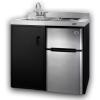 imageSummit 39quot Wide AllInOne Kitchenette 2Door RefrigeratorFreezer 2Burner Cooktop Sink and Storage Black and Stainless C39ELGLASSBKBlack  Gray
