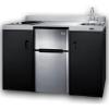 imageSummit 54quot Wide AllInOne Kitchenette 2door refrigeratorfreezer 2Burner Cooktop Sink and Storage Black and Stainless CK55ADASINKR SINKRSINKL