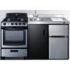 imageSummit 63quot AllinOne Kitchenette with Gas Range RefrigeratorFreezer Sink White  ACK63GASBSSStainless Steel  Black