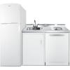 imageSummit 71quot AllinOne Kitchenette with RefrigeratorFreezer Smooth Glass 2 Burner Cooktop Dishwasher Sink White ACKDW721GWhite