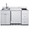 imageSummit All in One Kitchenette with Induction Cooktop Refrigerator Freezer Sink and Storage Energy Star ADA Compliant Standalone Kitchen Navy CALDERAMN33ISINKLWhite