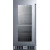 imageSummit Appliance CL156BVLHD 15quot Wide BuiltIn Beverage Center with LeftHand Door Swing Seamless Stainless Steel Trimmed Glass Door Auto Defrost LED Lighting Lock and Black Cabinet