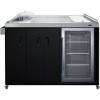 imageSummit CARTOS54LG Portable Outdoor Kitchenette Bar Cart Beverage Center Builtin Refrigerator Sink and Faucet Comes with Cutting Board and Sink Drain Container RHDRHD