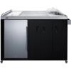 imageSummit CARTOS54RS Portable Outdoor Kitchenette Bar Cart Beverage Center Builtin Refrigerator Sink and Faucet Comes with Cutting Board and Sink Drain Container LHDLHD