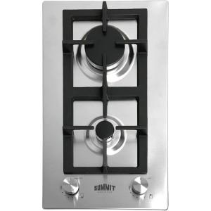 imageSummit 12quot 2 Burner Gas Cooktop Stainless steel Cast Iron GCJ2SSStainless Steel