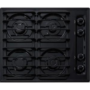 imageSummit 24quot 4 Burner Gas Cooktop Sealed Burners Black Cast Iron Grates Made in the USA TTL033SBlack