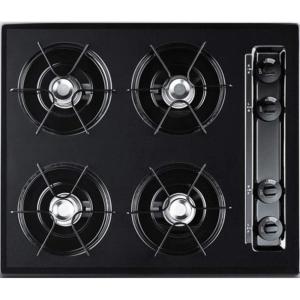 imageSummit 24quot 4Burner Gas Cooktop Open Burners Battery Start Ignition Gas Cooktop Made in the USA Black TNL03PBlack