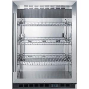imageSummit 24quot Undercounter Beverage Refrigerator with Reversible Glass Door  Commercial Display Fridge for Wine Beer Soda  50 Cu Ft 3 Shelves 2363quotW x 235quotD x 34quotH Stainless Steel Black NSF