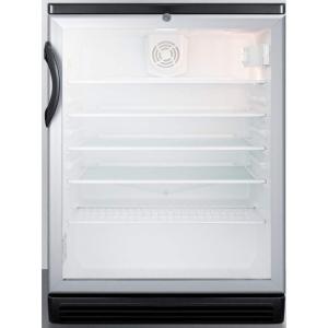 imageSummit 24quot Undercounter Beverage Refrigerator with Reversible Glass Door  Commercial Display Fridge for Wine Beer Soda  55 Cu Ft 4 Shelves 2363quotW x 235quotD x 34quotH Stainless Steel Black NSFBlack