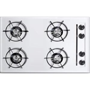 imageSummit 30quot 4Burner Gas Cooktop Open Burners Electric Ignition 115V Gas Cooktop Made in the USA White WNL053White