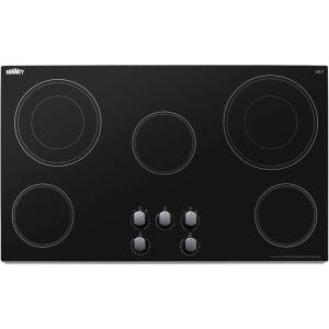 imageSummit 36quot Electric Cooktop 5Burners 208240V Radiant Cooktop Black CR5B36MBBlack