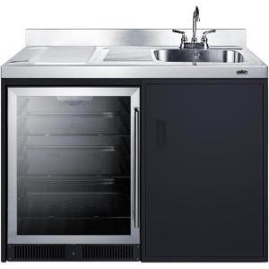 imageSummit 48quot Bar with Sink Beverage Center Capacity 50 cuft Kitchenette with Sink Stainless Steel and Black CK48NCSINKLRight Side Sink