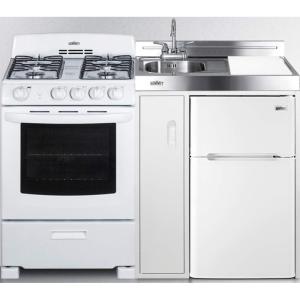 imageSummit 54quot AllinOne Kitchenette with Gas Range RefrigeratorFreezer Sink White ACK54GASW