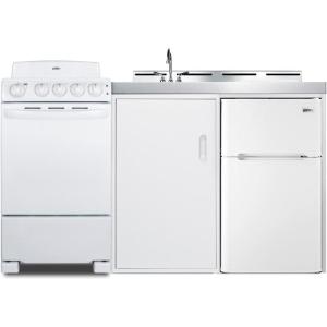 imageSummit 60quot AllinOne Kitchenette with Electric Coil Range RefrigeratorFreezer Sink White ACK60COILWWhite