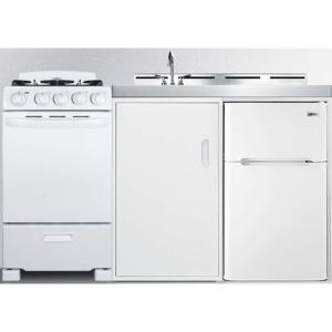 imageSummit 60quot AllinOne Kitchenette with Gas Range RefrigeratorFreezer Sink White ACK60GASW