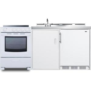 imageSummit 72quot AllinOne Kitchenette with Electric Range RefrigeratorFreezer Sink White ACK72ELSTWWhite