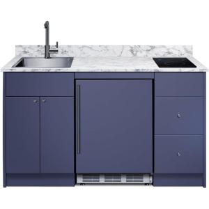 imageSummit All in One Kitchenette with Induction Cooktop Refrigerator Freezer Sink and Storage ENERGY STAR Standalone Kitchen White CALDERAWH35ISINKLBlue