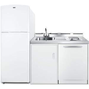 imageSummit Appliance ACKDW751G 75quot Wide Allinone Kitchenette with Fullsized Frostfree RefrigeratorFreezer 24quot Dishwasher Two Burners Radiant 115V Storage Cabinet Sink and Faucet