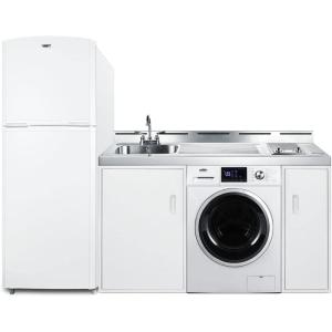 imageSummit Appliance ACKSPWD861G 86quot Wide AllInOne Kitchenette withWasherDryer Combo 129 cuft FrostFree Two Burners Radiant 115V Sink and Storage Cabinets