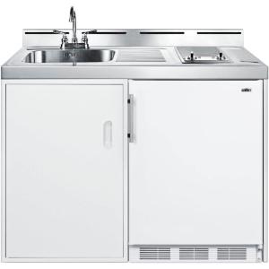imageSummit Appliance C48ELGLASSPUMP 48quot Wide AllInOne Kitchenette No Plumbing Needed 51 cuft Capacity 2Burner Radiant Cooktop RefrigeratorFreezer Sink Storage Cabinet and Water PumpWhite