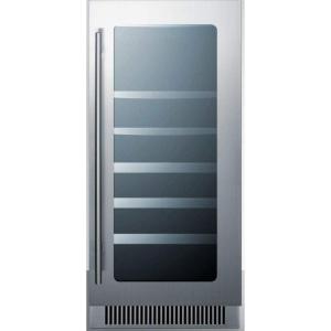 imageSummit Appliance CL151WBVCSS 15quot Wide Builtin Wine and Craft Beer Center with Seamless Stainless Steel Trimmed Lowe Glass Door and Stainless Steel Wrapped Cabinet Digital Thermostat