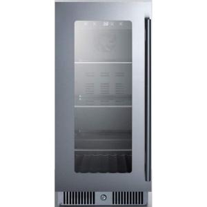 imageSummit Appliance CL156BVLHD 15quot Wide BuiltIn Beverage Center with LeftHand Door Swing Seamless Stainless Steel Trimmed Glass Door Auto Defrost LED Lighting Lock and Black Cabinet