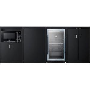 imageSummit Appliance CWSUITE85G 85quot Wide Casework Suite with Beverage Center and Microwave ADA Height Trash Receptacle Included 27 cuft Beverage Center Leveling Legs Black